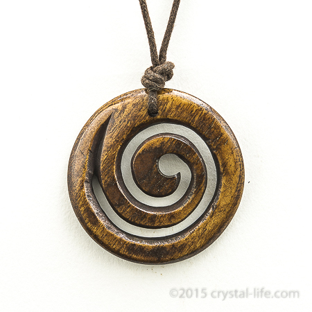 Maori Spiral Pendant - Brown on Cord - 1 1/2