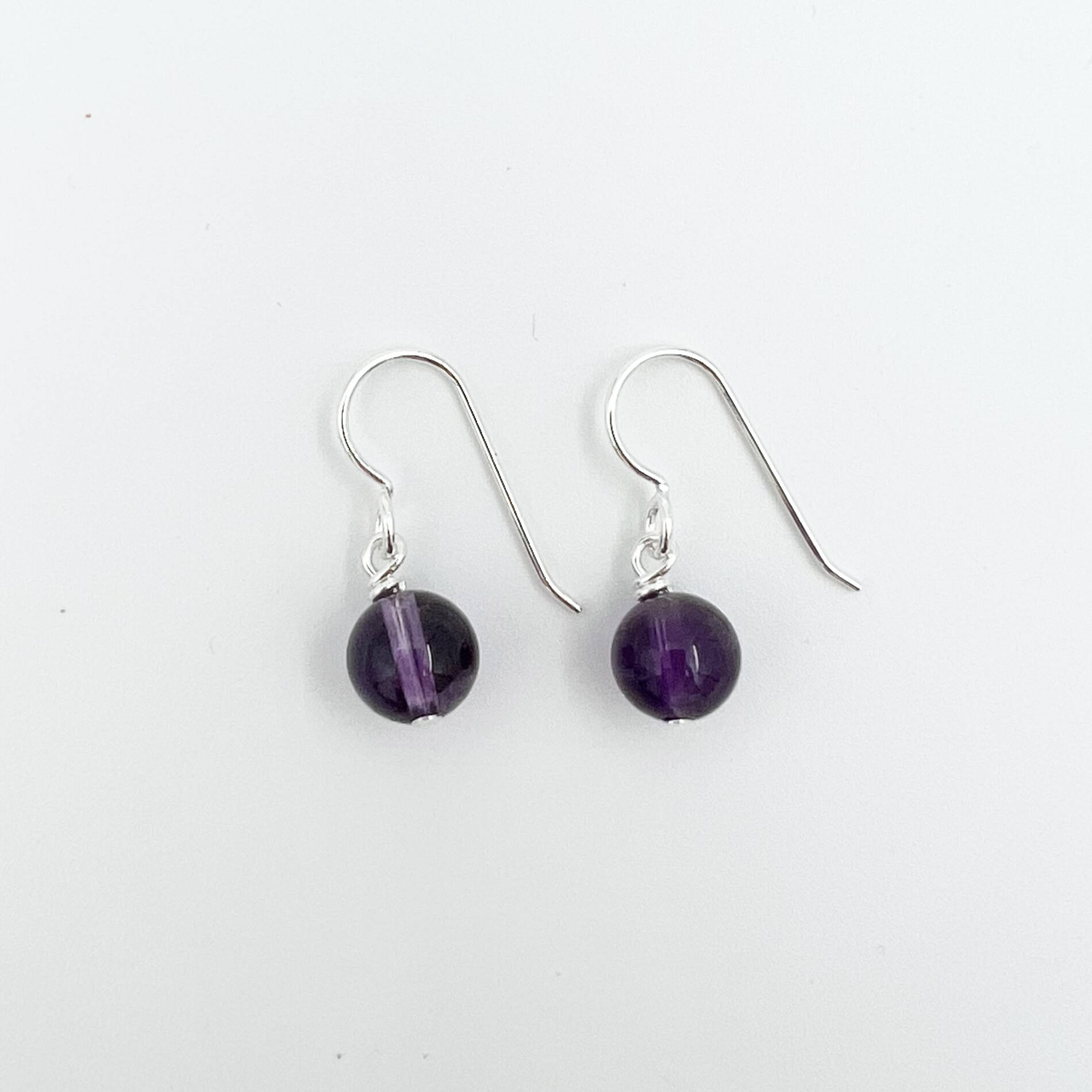 Amethyst - 8mm Bead Earrings Crystal Life Technology